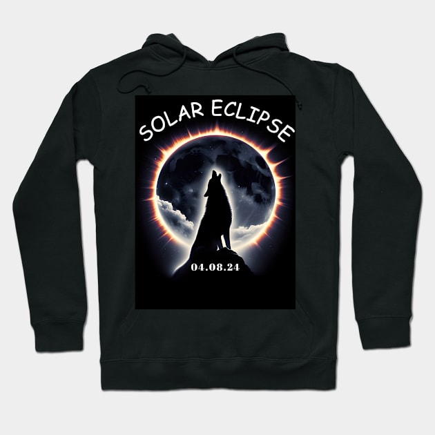 View Totality April 8 2024 Astronomy wolf Howls Solar Eclipse Hoodie by justingreen